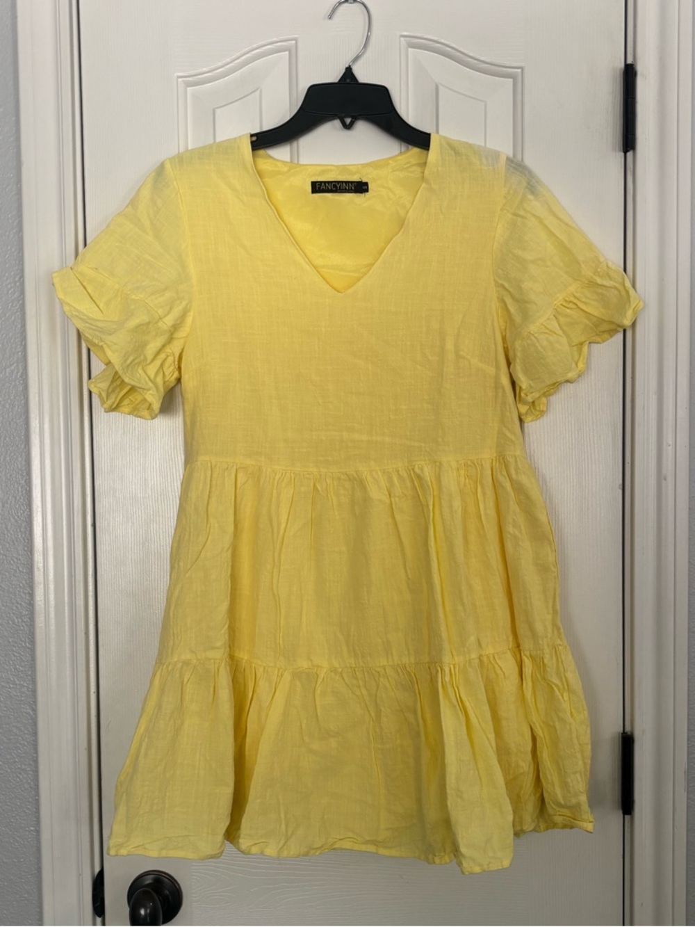 Yellow Tiered V-Neck Dress